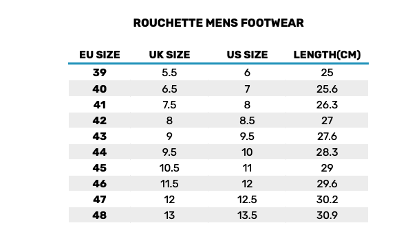 2026 Rouchette Mens Footwear 2 0 Size Chart